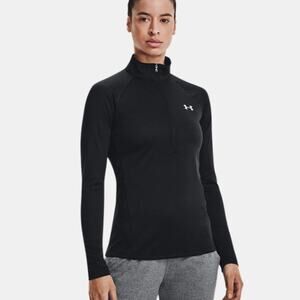 Under Armour Women’s UA Tech Quarter Zip Sweatshirt Top Black Heatgear Loose S
